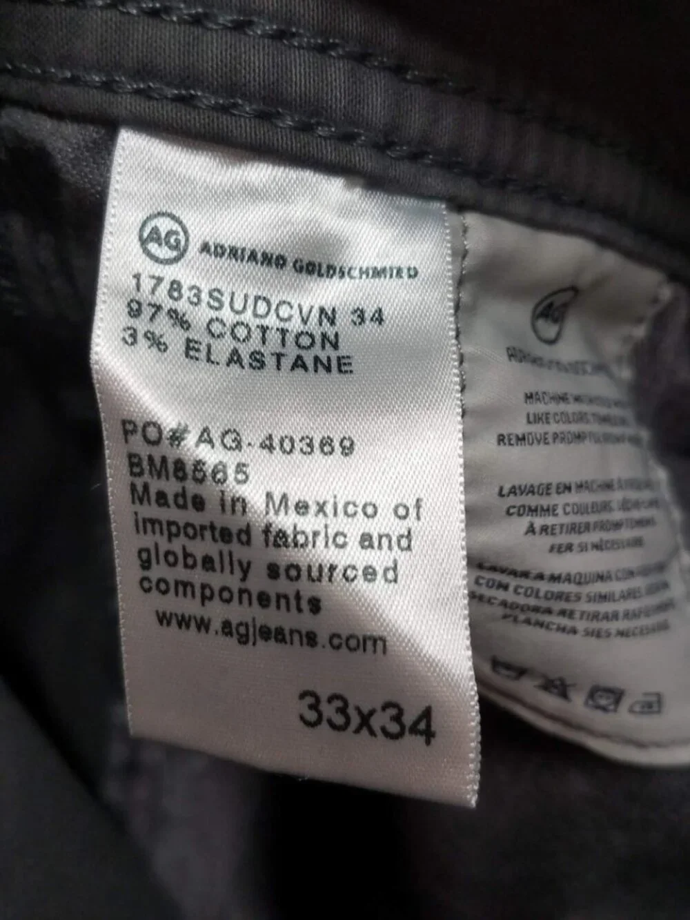 AG Jeans Tellis Modern Slim Gray Charcoal Mens 33x34 Adriano Goldschmied 1783SUD